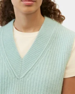 Pull sans manches en Laine & Alpaga mélangés bleu clair