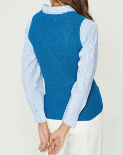 Pull sans manches en Maille mélangée Fido bleu moyen