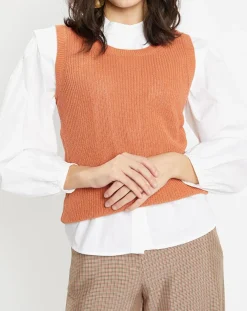 Pull sans manches en Maille mélangée Fido rouille