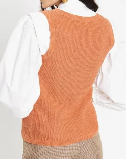 Pull sans manches en Maille mélangée Fido rouille