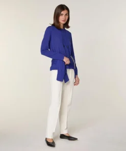Pull Saxa 100% Laine Col Satin bleu outremer