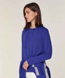 Pull Saxa 100% Laine Col Satin bleu outremer