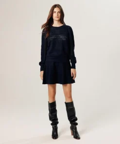 Pull Tamara ajouré bleu nuit