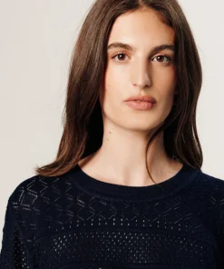 Pull Tamara ajouré bleu nuit