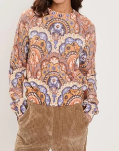 Pull Torsade imprimé violet/multicolore