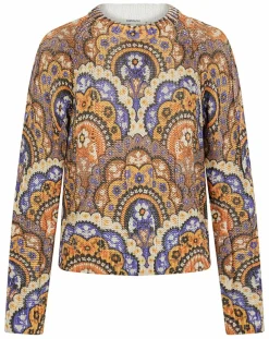 Pull Torsade imprimé violet/multicolore