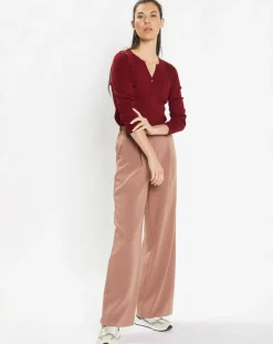 Pull tunisien en Maille côtelée Fya bordeaux