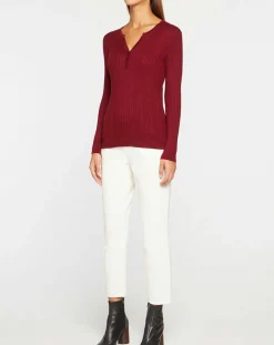 Pull tunisien en Maille côtelée Fya bordeaux