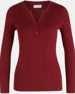 Pull tunisien en Maille côtelée Fya bordeaux