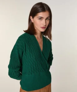 Pull Valentine 100% Laine Cache-Cœur vert anglais