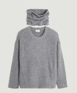 Pull Valériane col amovible gris moyen