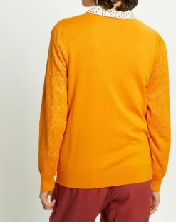 Pull Virginie motifs ajourés tournesol