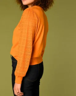 Pull Virginie motifs ajourés tournesol