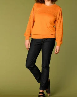 Pull Virginie motifs ajourés tournesol