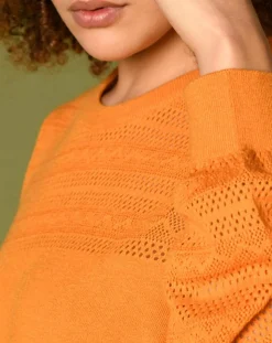 Pull Virginie motifs ajourés tournesol