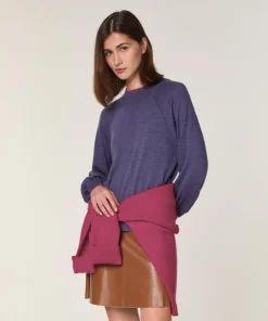 Pull Véra 100% laine col bicolore violet