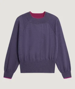Pull Véra 100% laine col bicolore violet