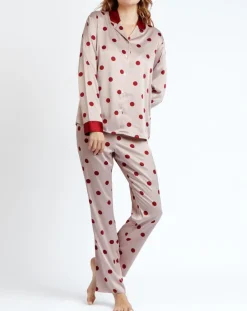 Pyjama Chemise & Pantalon Sienna rose/rouge