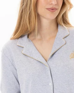 Pyjama Garance gris chiné/blanc