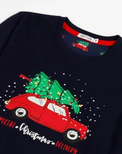 Pyjama haut à manches longues & pantalon bleu marine