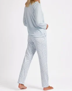 Pyjama Haut à manches longues & Pantalon Meera bleu ciel