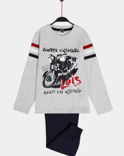 Pyjama Haut manches longues & Pantalon Oliver gris/noir