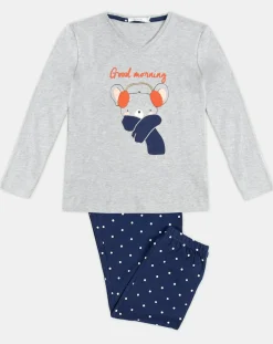 Pyjama T-Shirt Manches Longues & Pantalon jasper gris