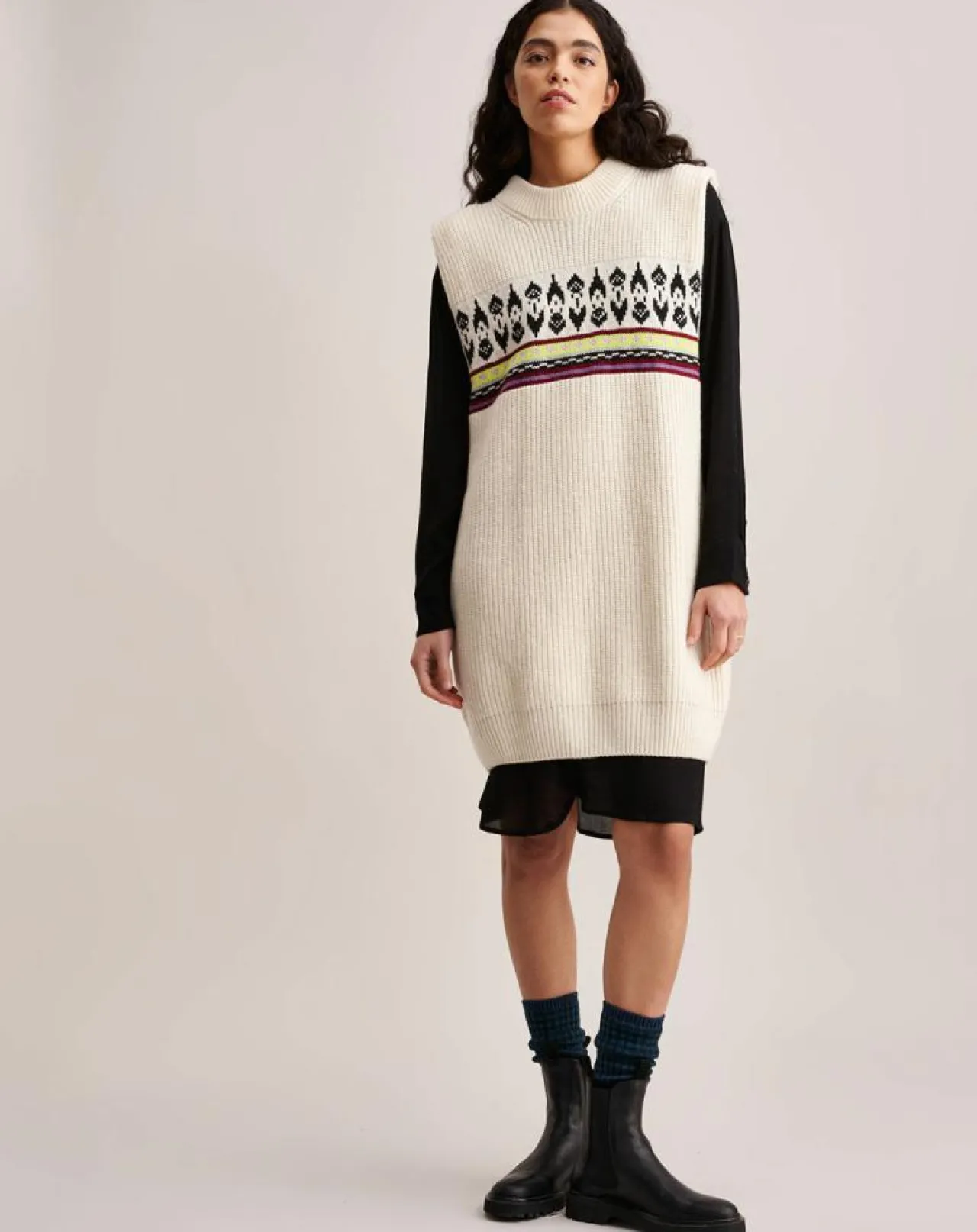 Robe 100% Laine Aiqe jacquard écrue