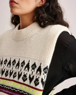 Robe 100% Laine Aiqe jacquard écrue