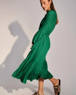 Robe à volants Olivia verte