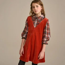 Robe chasuble en Velours côtelé Flo brique