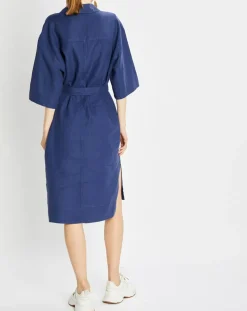 Robe Chemise 100% Lin Mid bleu moyen