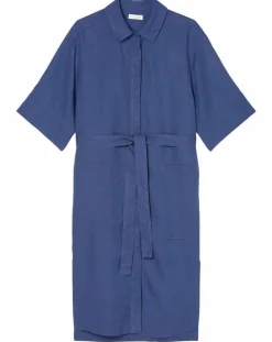 Robe Chemise 100% Lin Mid bleu moyen