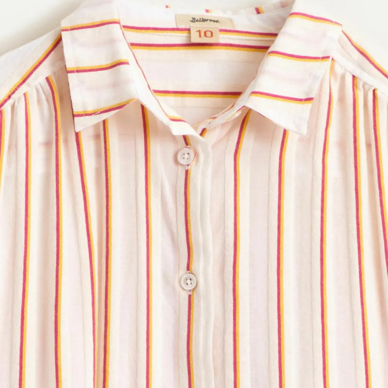 Robe chemise Angie texturée à fines rayures blanc/orange