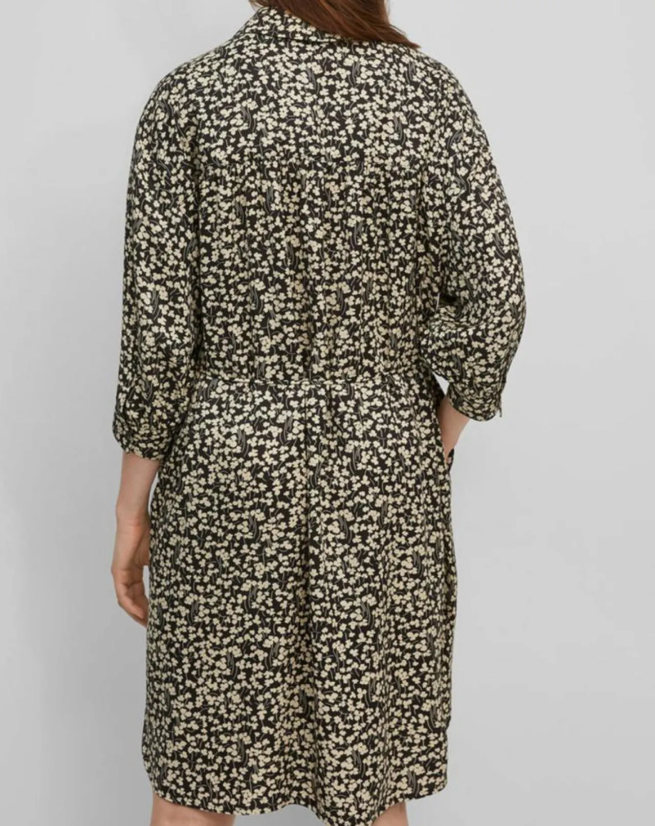 Robe Chemise ceinturé à fleurs noir/écru