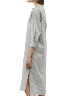 Robe Chemise Col Mao Rayée Kl gris/blanc