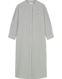 Robe Chemise Col Mao Rayée Kl gris/blanc