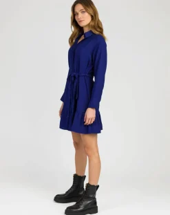 Robe chemise courte Mira bleu électrique