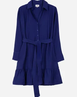 Robe chemise courte Mira bleu électrique