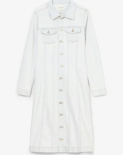 Robe chemise en Jean cintrée bleu clair