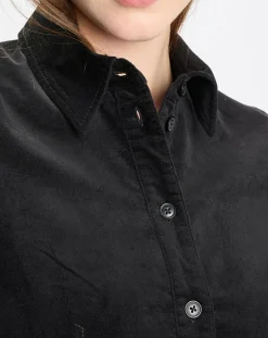 Robe Chemise en Velours lisse noire