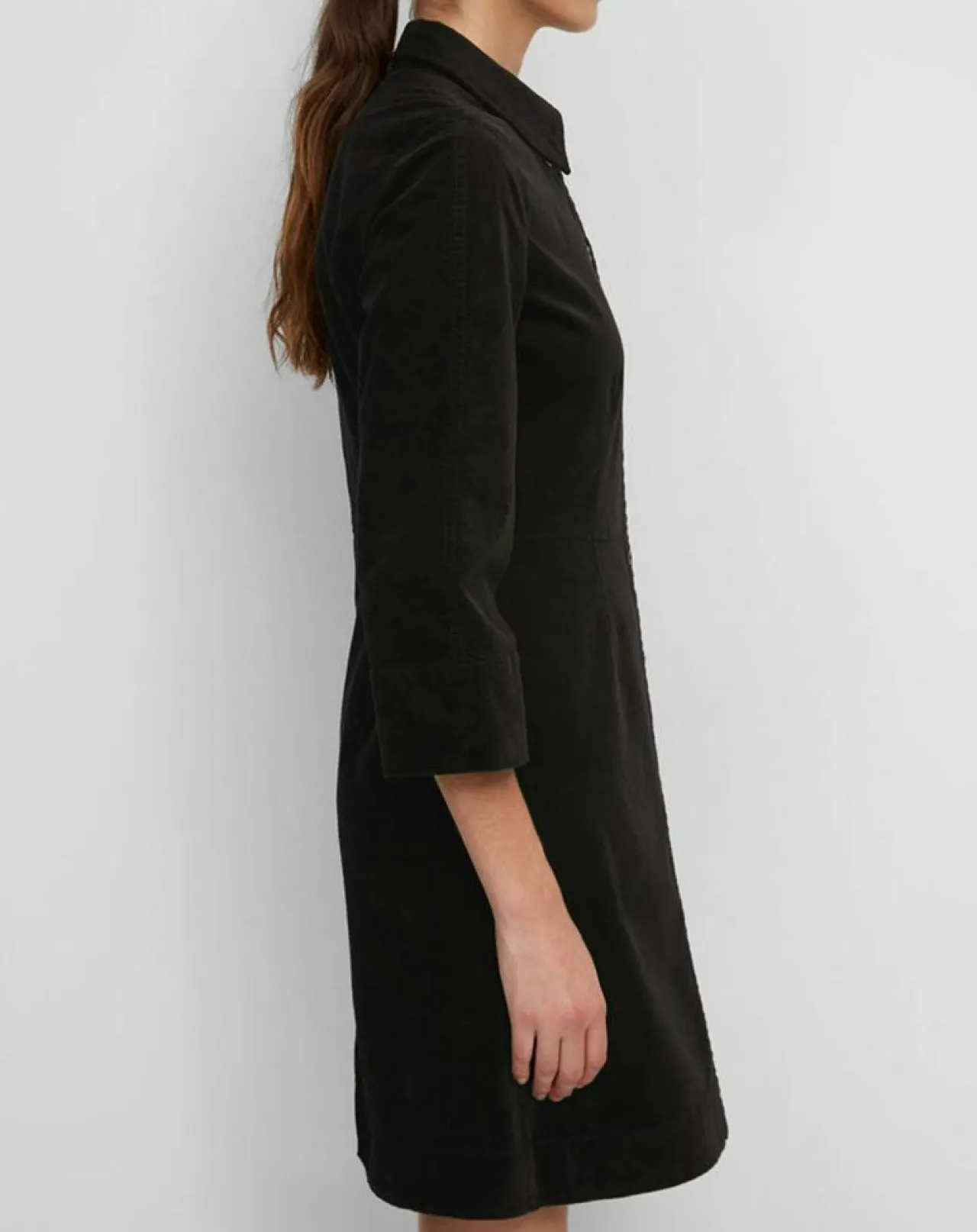 Robe Chemise en Velours lisse noire