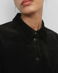 Robe Chemise en Velours lisse noire