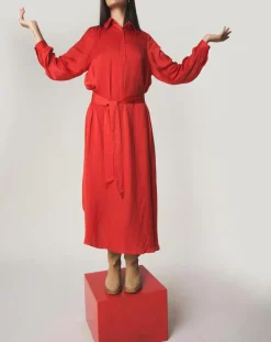 Robe chemise midi Judy rouge