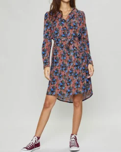 Robe Cidjie imprimée bleu/marron