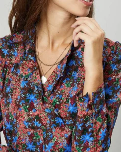 Robe Cidjie imprimée bleu/marron