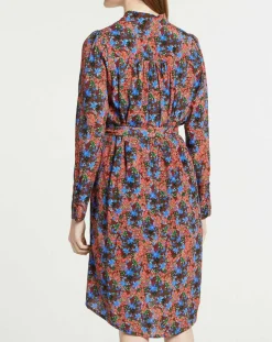 Robe Cidjie imprimée bleu/marron