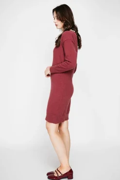 Robe col perle bordeaux