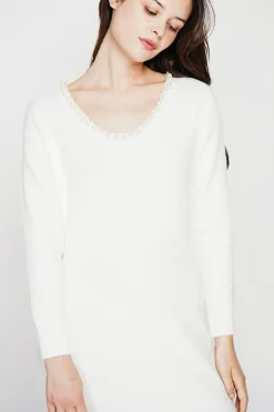 Robe col perle naturel