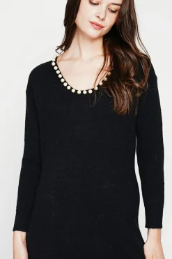 Robe col perle noir